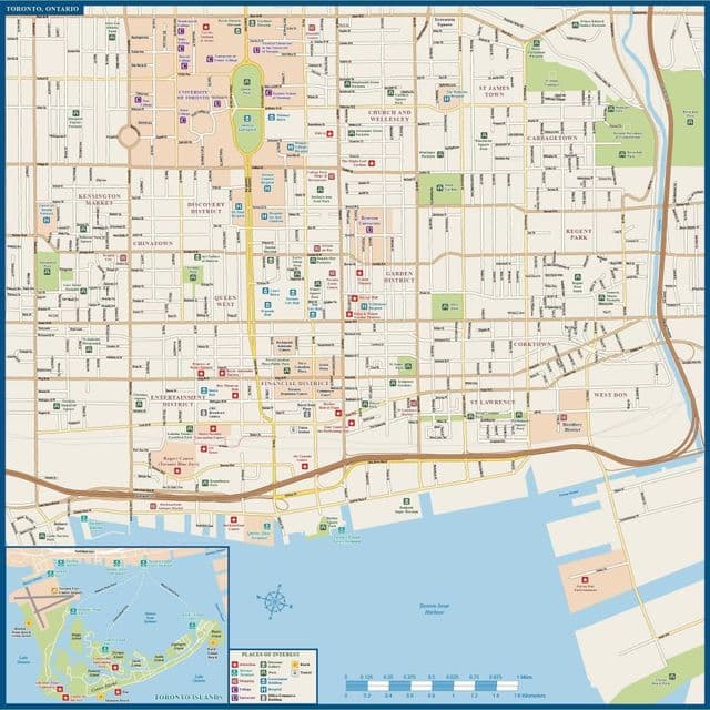 Mapa do centro da cidade de Toronto