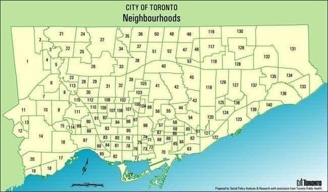 Mapa dos bairros de Toronto