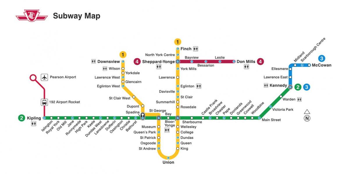 Mapa das estações do metrô de Toronto