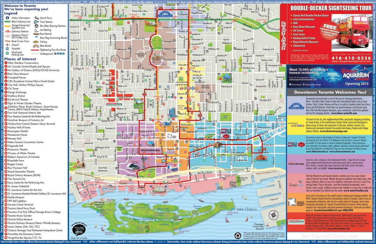 Mapa das paisagens de Toronto