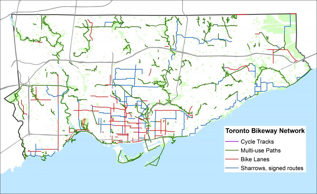 Mapa da ciclovia de Toronto