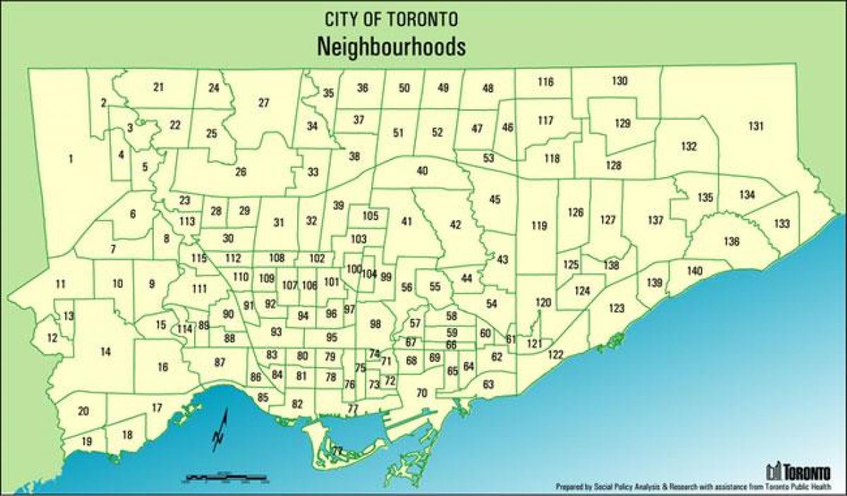 Mapa dos bairros de Toronto
